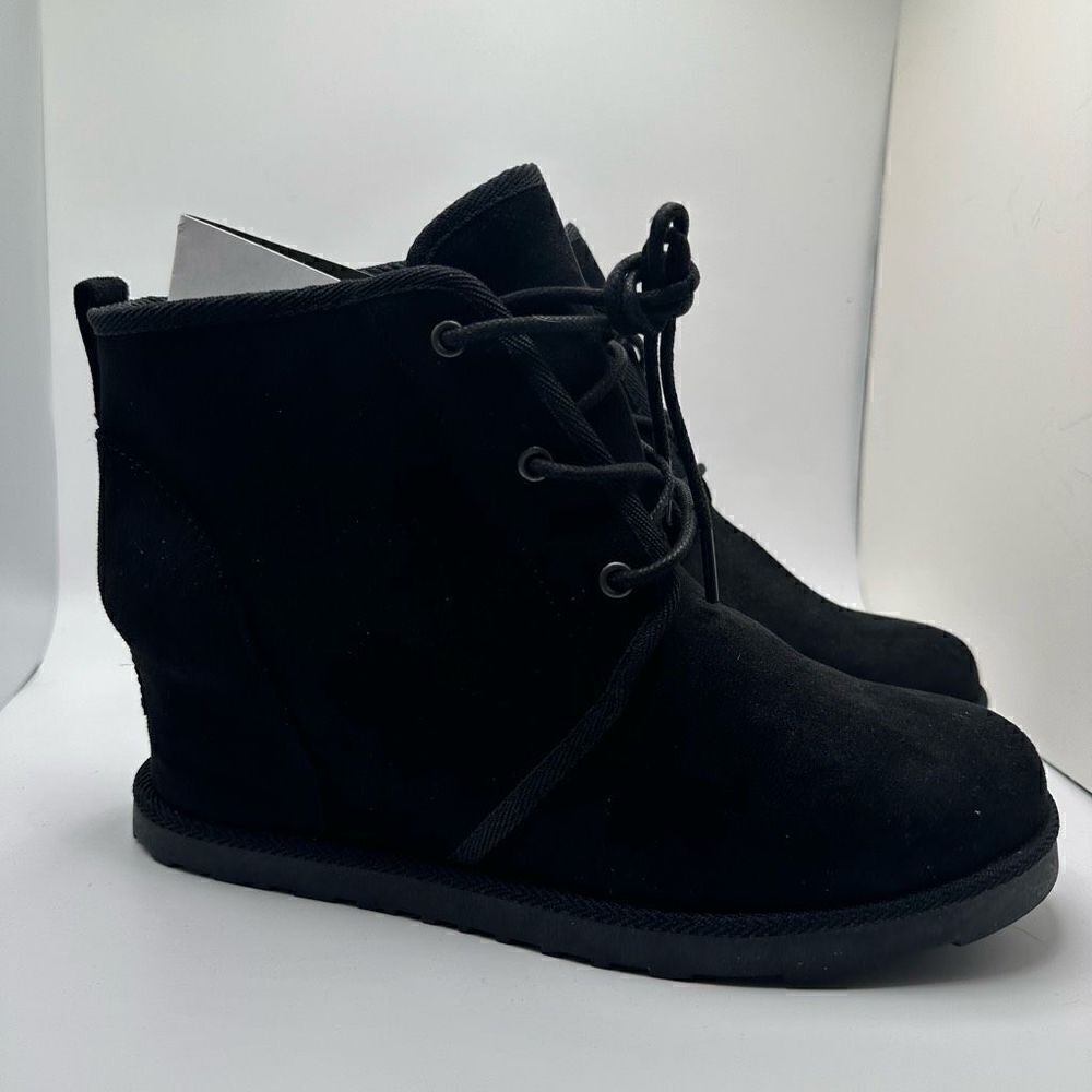 Women’s Black Lace-Up Suede Ankle Booties